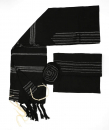 Gabrieli Handwoven Elia Silk Black Tallit Set Silver Stripes