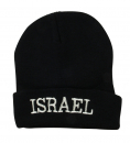 Black Knit Acrylic Cap - ISRAEL on the brow