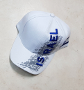 White Cotton Baseball Cap - Embroidered Israel and Decorative Flag Design
