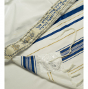 Talitnia Acrylic Tallit Imitation Wool Prayer Shawl - Blue & Gold Stripes