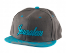 Baseball Cap with Jerusalem and Paint Splatter Design - Gray & Turquoise