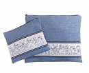 Ronit Gur Tallit and Tefillin Bags Sets , Embroidered Jerusalem Design - Blue