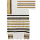 Yair Emanuel Cotton Tallit Set with Applique - Brown and Black Stripes
