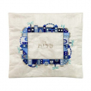 Yair Emanuel Embroidered Tallit & Tefillin Bag - Jerusalem Frame on Off White