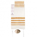 Yair Emanuel Small Silk Tallit Set, Embroidered Atara - Orange Stripes - 1 in stock