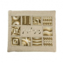 Yair Emanuel Tallit and Tefillin Bag Set, Embroidered Squares and Shapes - Gold