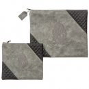 Faux Suede Tallit and Tefillin Bag, Breslev Design in Shades of Gray - My Fire