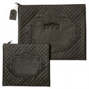 Faux Suede Tallit and Tefillin Bag Set Diamond Design in Black