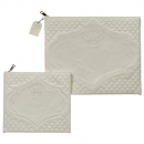 Faux Leather Tallit and Tefillin Bag Set, Off White - Embossed Crown