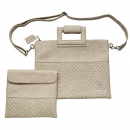 Gray Faux Leather Tallit & Tefillin Bag Set with Shoulder Strap  Diamond Design