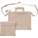 Faux Leather Tallit and Tefillin Bags with Shoulder Straps - Beige