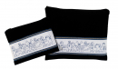 Ronit Gur Navy Velvet Tallit and Tefillin Bag Set, Embroidered Jerusalem - Blue