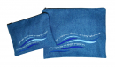 Ronit Gur Tallit and Tefillin Bags Set, Wave Design and Prayer Words - Blue