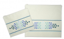 Ronit Gur Impala Tallit and Tefillin Bag Off-White - Embroidered Blue Diamonds