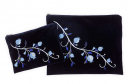 Ronit Gur Navy Velvet Tallit Bag Set, Embroidered Pomegranates - Blue