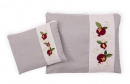 Ronit Gur Tallit and Tefillin Bags Set, Embroidered Red Pomegranates on Gray