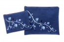 Blue Impala Tallit and Tefillin Bag with Embroidered Blue Pomegranates - Ronit Gur