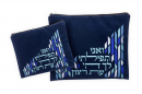 Ronit Gur Impala Blue Tallit and Tefillin Bags, Embroidered Prayer - Blue