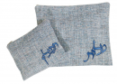 Ronit Gur Tallit and Tefillin Bags, Off White Speckled Fabric - Blue Embroidery