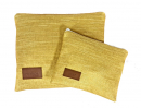 Ronit Gur Woven Fabric Tallit and Tefillin Bag, Leather Tag  Golden Yellow