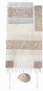 Yair Emanuel Hand Embroidered Cotton Tallit Set, Flowers & Matriarchs - Silver