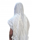 Noam+Acrylic+Non-Slip+Lightweight+Tallit+Prayer+Shawl+%96+Silver+and+White+Stripes