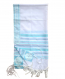 Noam+Acrylic+Tallit+Prayer+Shawl+-+Turquoise+and+Silver+Stripes