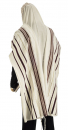 Traditional Wool Tallit -  Maroon and Gold Stripes