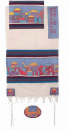 Yair Emanuel Woven Cotton and Silk Tallit Set, Jerusalem Views - Multicolor