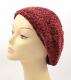 Knitted+Women%27s+Snood+Beret+with+Inner+Elastic+Drawstring+-+Maroon+with+Silver