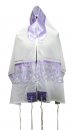 Ronit Gur Tallit Prayer Shawl Set, Purple Floral Band Decoration - Viscose