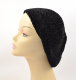 Knitted+Women%27s+Snood+Beret+with+Inner+Elastic+Drawstring+-+Black+with+Silver