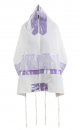 Ronit Gur Purple Insert Flower Design Tallit Prayer Shawl Set With Bag and Kippah