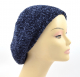 Knitted+Women%27s+Snood+Beret+with+Inner+Elastic+Drawstring+-+Blue+with+Silver