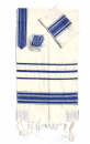 Gabrieli Handwoven white Wool Tallit Set - White with Blue Stripes