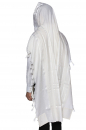 Yishtabach Praise Wool Tallit Non Slip Prayer Shawl - Shiny White Stripes