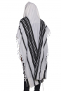 Chabad Traditional Wool Tallit Non Slip Prayer Shawl with Thin Handmade Tzitzit