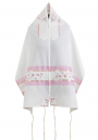 Ronit Gur Pink Flower Tallit Prayer Shawl Set with Bag and Kippah