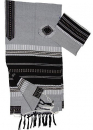 Gabrieli Handwoven Cotton Gray Tallit Set - Black and Silver Stripes