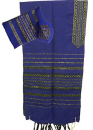 Gabrieli Handwoven Royal Blue Wool Tallit Set - Black and Gold stripes